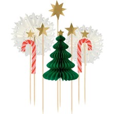 Meri Meri - Christmas Honeycomb Cake Topper Set - Petekli Yeni Yıl Pasta Süsü Seti - 10 Parça