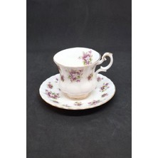 Royal Albert Sweet Violets Bone China Antika Duble Boy Porselen Kahve Fincanı ve Tabağı 2 Parça 120 ml