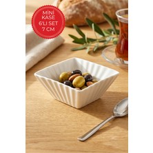 Le Paon 6'lı 7 cm Ince Porselen Mini Kase Seti Sosluk Reçellik Çerezlik Kahve Yanı Kahvaltılık Sunum Kasesi