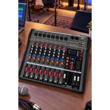 Midex Dm-8 Ses Mikseri 8 Kanal 99 Dsp Efekt Aux Deck Mixer USB Kayıt Bluetooth