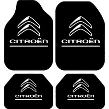 BigArts Home Citroën Logolu Beyaz Yazılı Siyah Dekoratif Oto Paspas Takımı – Universal Kalıp, Yıkanabilir