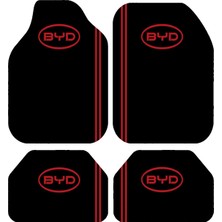BigArts Home Byd Logolu Kırmızı Şerit Oto Paspas Takımı – 4 Parça, Kaymaz Tabanlı, Universal Kalıp- Yıkanabilir