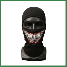 Bezos Unisex Tam Yüz Balaklava Diş Desenli Kışlık Maske Nefes Alan Esnek Kask Altı Boyunluk Yumuşak Viskoz BEZOS16