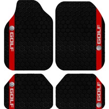 BigArts Home Volkswagen Golf Kırmızı Şerit Oto Paspas Takımı, 4'lü Set, Universal Kalıp , Kaymaz ve Yıkanabilir