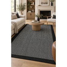 Ela Home Ahenk Sisal Görünümlü Gri Siyah Mutfak Salon Oturma Odası Halısı Leke Tutmaz Evcil Hayvan Dostu Robo