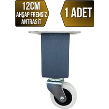 GOLDENWOODEN Kale Ahşap Tekerli Ayak Mobilya Masa Dolap Tekerli Ayağı(Frensiz)(Antrasit)