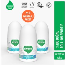 Siveno %100 Doğal Roll-On Sportif Sporcu Deodorant Ter Kokusu Önleyici Bitkisel Lekesiz 50 ml X3 Adet
