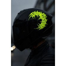 Banxtre Kask ve Motosiklet Için Neon Sarı Renk Yarım Tribal Gotik Daire Sticker Etiket