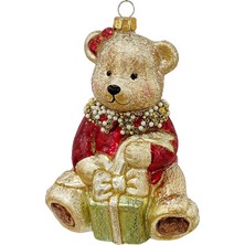 Bizzotto Hug Hediyeli Ayı Cam Yılbaşı Süsü 13,5 cm
