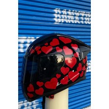 Banxtre Kask-Motor-Araba Için Kırmızı Kalpli Sticker Etiket Seti