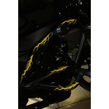 Banxtre Motor Için Gece Parlayan Reflektörlü Sarı Şimşek Yıldırım Sticker Etiket (10'lu Set)