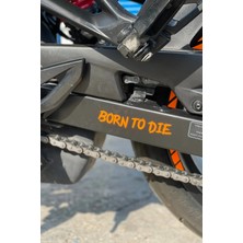 Banxtre Motor-Kask-Vizör Için Orafol Neon Turuncu Born To Die Sticker Etiket (1 Adet)