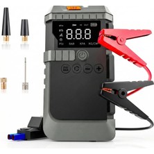 Astreon Akü Takviyeli Lastik Şişirme Hava Kompresörü, 150 Psı Güçlü Hava Basıncı, 12000 Mah Uzun Şarj Ömrü, Akü Jump Starter Özellikli, Powerbank Olarak Kullanılabilir Kablosuz Lastik Şişirme Pompası