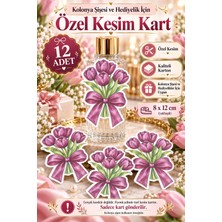 Emtory Home 12 Adet Mürdüm Lale Buketi Özel Kesim Kart 8X12 cm Kolonya Şişesi Süsleme Nişan Nikah Kına Hediyelik