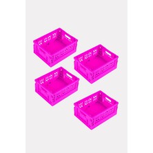 Aykasa 4 Adet - Micro Box Neon Pink Katlanabilir Kasa 111506