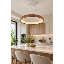 Elvora Home Modern Premium LED Yuvarlak Sarkıt Avize 60W 55 cm Çap Salon Mutfak Oturma Odası Avizesi