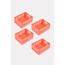  Aykasa 4 Adet - Micro Box Salmon Pink Katlanabilir Kasa 111506