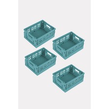 Aykasa 4 Adet - Micro Box Teal Katlanabilir Kasa 111506