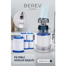 Berev Filtreli Musluk Başlığı Su Arıtıcı Kireç Önleyici Musluk Filtresi 5 Yedek Filtre