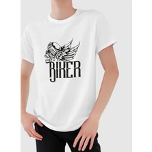 Bk Gift Motorsiklet Tasarımlı Erkek Beyaz T-Shirt -11, Arkadaşa Hediye, Doğum Günü Hediyesi, Sevgili Hediyesi Large