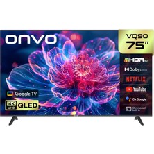 Onvo 75VQ90F3UB 75INC 190 cm Frameless UHD Google Smart QLED Tv,uyd