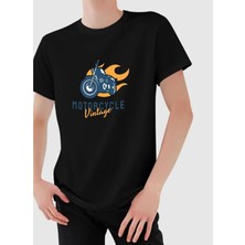 Bk Gift Motorsiklet Tasarımlı Erkek Siyah T-Shirt -16, Arkadaşa Hediye, Doğum Günü Hediyesi, Sevgili Hediyesi Large