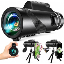 Astreon Monoküler Teleskop, Full Hd Yüksek Çözünürlük, 1 Km Görüş Mesafesi, 52 mm Objektif Lens Çaplı, Gece Görüş Destekli, Telefon Tutucu ve Taşıma Çantalı, Tripodlu Profesyonel 80X100 Monoküler Dürbün