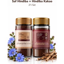 Plantwise 2\'li Hindiba Seti | Saf Hindiba + Kakaolu Hindiba Kahvesi | 100G Cam Kavanoz