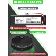 Global Batarya Xiaomi Mi Vacuum Mop Pro Akıllı Robot Süpürge Bataryası 14.8V 3200mAh Li-ion Pil (Orijinal Kapasite)