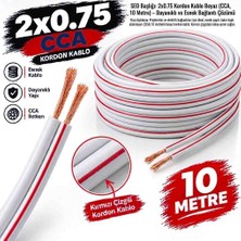 West 2x0.75 Cca Kordon Kablo Beyaz (Kırmızı Çizgili) – 10 Metre | Dayanıklı Elektrik Kablosu