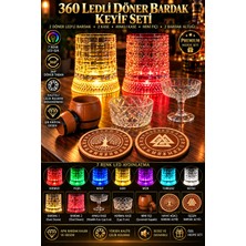 BB Craft 360° Led’li Döner Bardak Keyif Seti – 7 Renk Işıklı Bardak, 2 Kase, Ayaklı Kase, Mini Fıçı ve 2 Bardak Altlığı