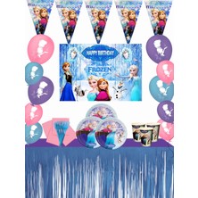 Frozen Metalize Masa Etekli Afişli Karlar Ülkesi Elsa 8 Kişilik Doğum Günü Parti Malzemeleri Seti