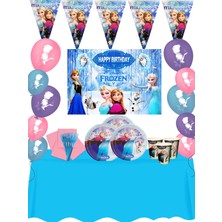 Frozen Afişli Karlar Ülkesi Elsa 16 Kişilik Doğum Günü Parti Malzemeleri Seti