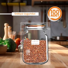Palpak Klips Desenli Büyük Boy Kavanoz Görünümlü Kilitli Doypack Saklama Poşeti (17X27CM - 1000ML) 100 Adet