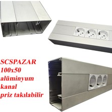 Scs Pazar 100X50  Alüminyum Kablo Kanalı Priz Takılabilir