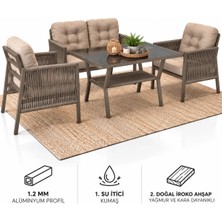 Çavdar Group Vena 2+1+1 Alüminyum Oturma Grubu 4 Kişilik Bahçe Balkon Teras Çay Seti