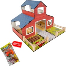Toysilla Ahşap Çiftlik Oyuncağı T3032 Kırmızı MDF Malzemeden El Yapımı Eğitici Oyun Seti
