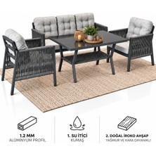 Çavdar Group Vena 3+1+1 Alüminyum Oturma Grubu 5 Kişilik Bahçe Balkon Teras Çay Seti