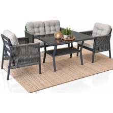 Çavdar Group Vena 2+1+1 Alüminyum Oturma Grubu 4 Kişilik Bahçe Balkon Teras Çay Seti