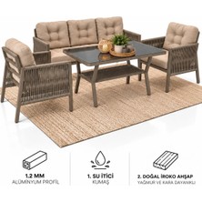 Çavdar Group Vena 3+1+1 Alüminyum Oturma Grubu 5 Kişilik Bahçe Balkon Teras Çay Seti