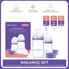 Lansinoh 160 ml, 240 ml Biberon ve NaturalWave® Biberon Emziği Başlangıç Seti (1-6 Ay+)