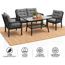 Çavdar Group Oslo Raddan 2+1+1 Çay Seti Balkon Teras Bahçe Mobilyası El Örgüsü Raddan 4 Kişilik Oturma Grubu