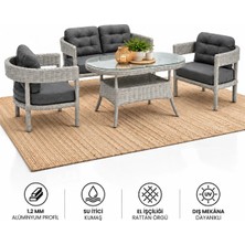 Çavdar Group Lozan Raddan 2+1+1 Çay Seti Balkon Teras Bahçe Mobilyası El Örgüsü Raddan 4 Kişilik Oturma Grubu