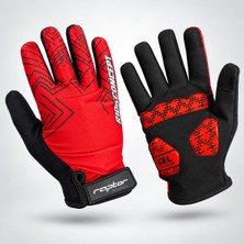 Heugers Raptor Matrix Touch Gel-Pad Dokunmatik Uzun Parmak Bisiklet Eldiveni (Nitro Red)