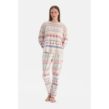 Dagi Multicolor Baskılı Kadife Tişört Pantolon Pijama Takımı
