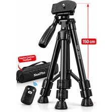 Moxti Profesyonel Alüminyum 150CM Tripod 360° Ayarlanılabilir Panoramik Başlık Su Terazili Telefon Tutucu
