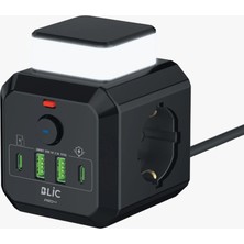 Bontec Akım Korumalı Priz, 3'lü Priz Soketi, 3x Priz Girişi, 2x USB Girişi, 2x Type-C Girişi, Ergonomik Priz Çoğaltıcı, 2 Metre Kablo Uzunluğu, Işıklı Kompakt Tasarım (1050J)