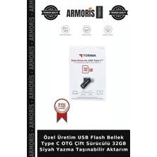 Armoris Özel Üretim USB Flash Bellek Type C Otg Çift Sürücülü 32GB Siyah Yazma Taşınabilir Aktarım