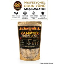 Kamptek Kamp Teknolojisi Odun Yünü Ateş Başlatıcı 20'li - %100 Doğal Uzun Yanma Süreli Kamp Ateşi ve Mangal Tutuşturucu Wood Wool Şömine Mangal Tutuşturucu Profesyonel Tutuşturucu