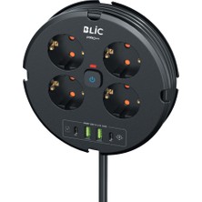 Bontec Akım Korumalı Priz, 4x Fiş Soketi, 2x USB Girişi, 2x Type-C Girişi, Hızlı Şarj, Isıya Dayanıklı Yapı, Sarılabilir Kablo, 2 Metre Kablo Uzunluğu, Aşırı Gerilim Koruyucu, Açma/kapama Tuşu (1050J)